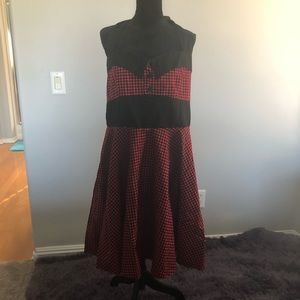Black and red gingham dress